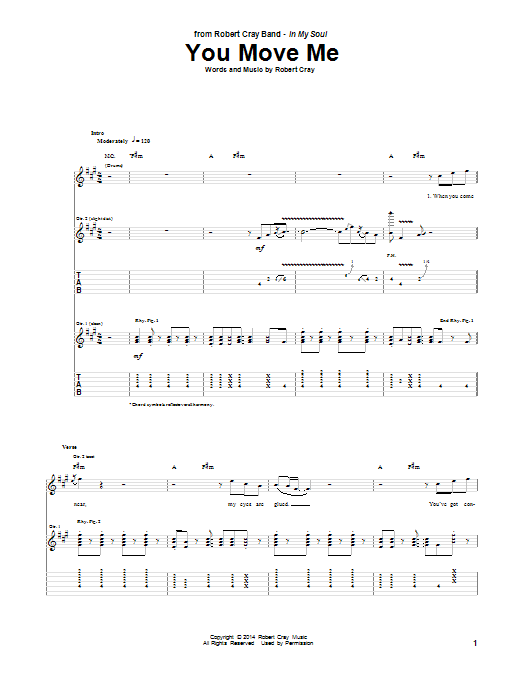 Robert Cray You Move Me Sheet Music Notes & Chords for Guitar Tab - Download or Print PDF
