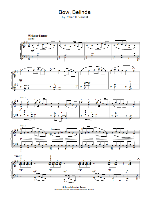 Robert D. Vandall Bow, Belinda Sheet Music Notes & Chords for Piano - Download or Print PDF
