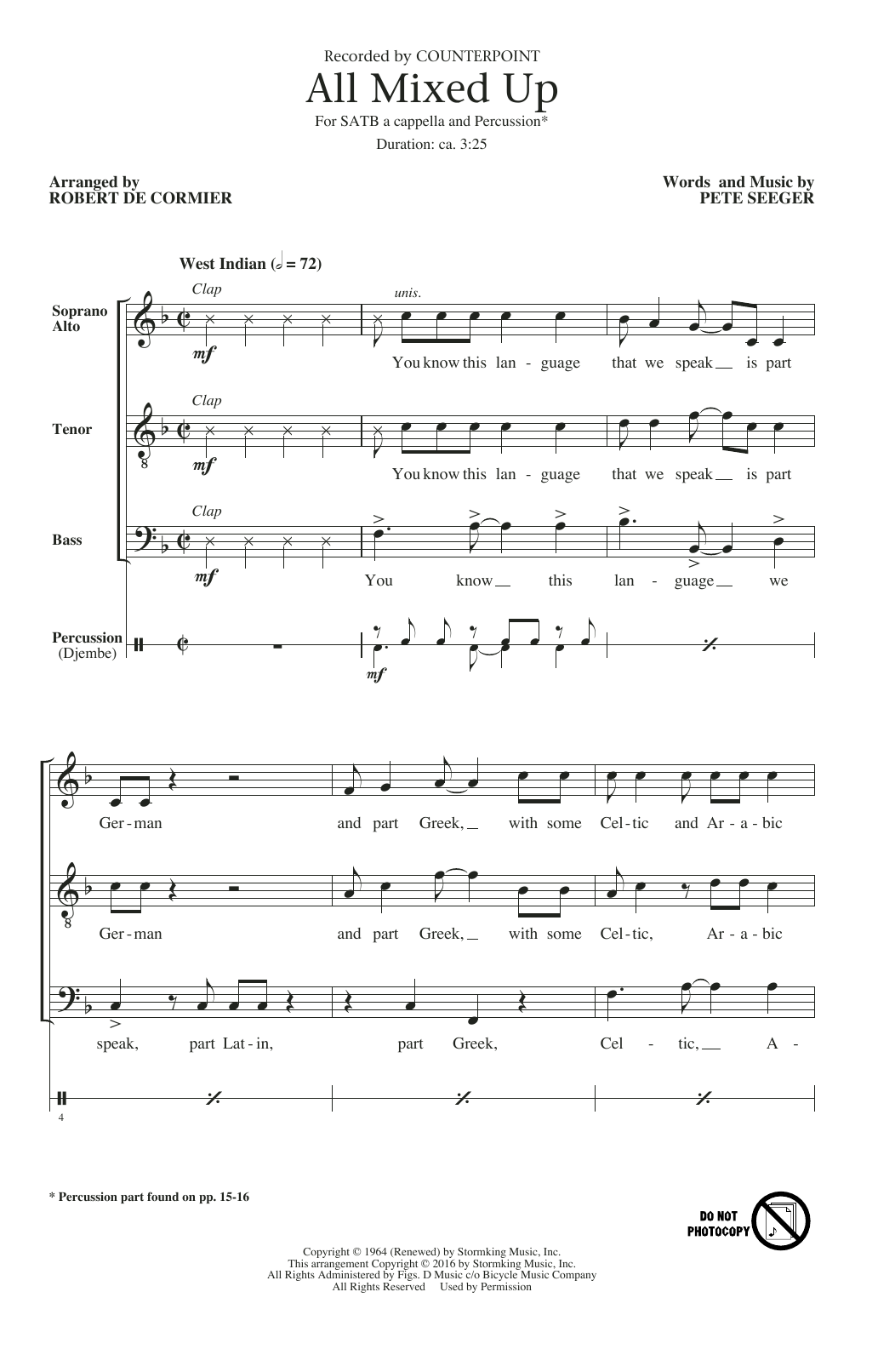 Robert DeCormier All Mixed Up Sheet Music Notes & Chords for SATB - Download or Print PDF