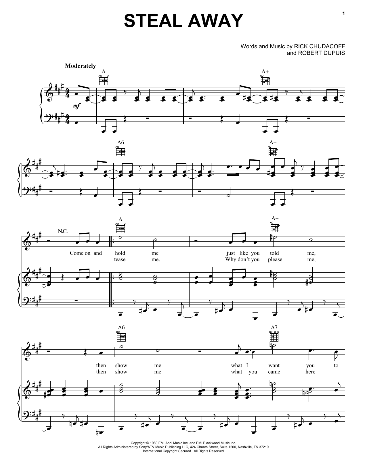 Robert Dupuis Steal Away Sheet Music Notes & Chords for Piano, Vocal & Guitar (Right-Hand Melody) - Download or Print PDF Robert Dupuis Steal Away Sheet Music Notes & Chords for Piano, Vocal & Guitar (Right-Hand Melody) - Download or Print PDF