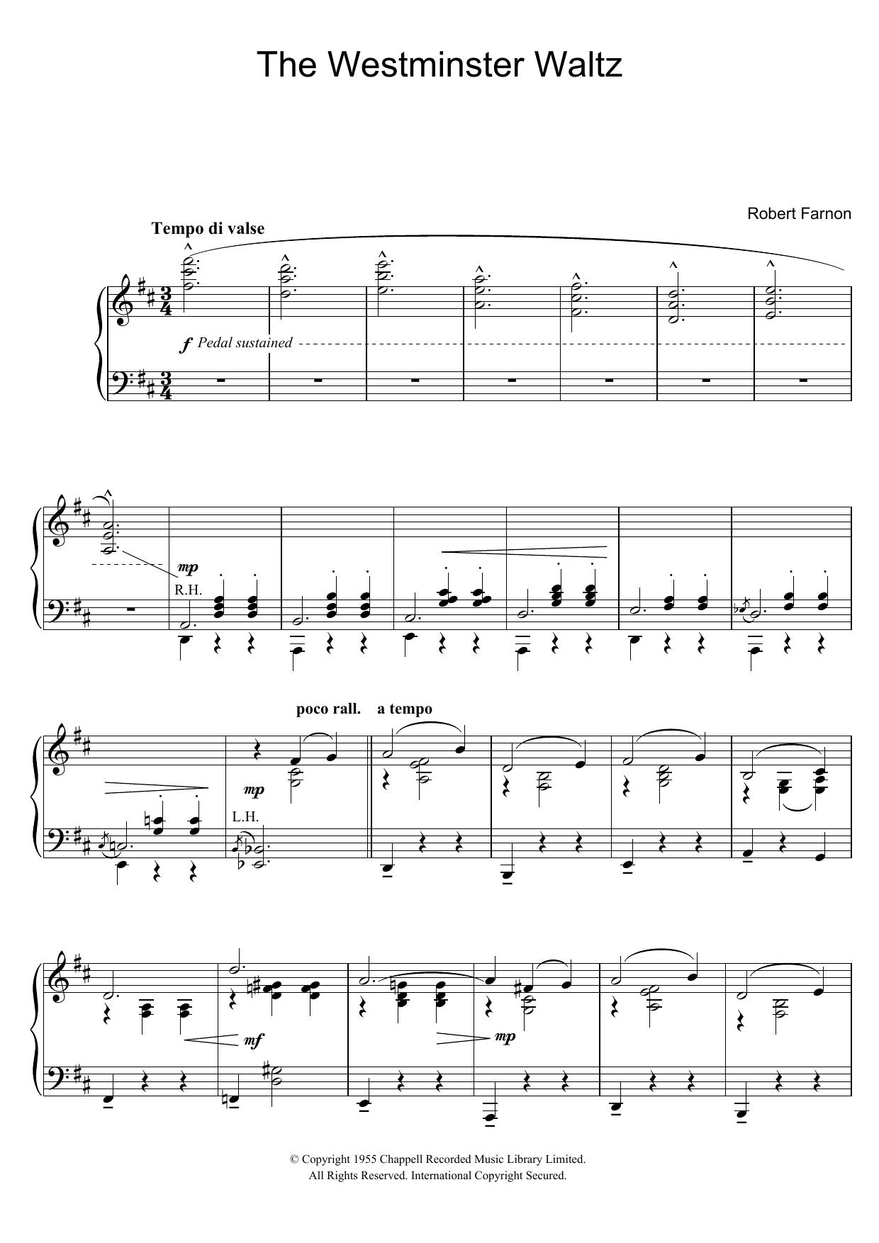 Robert Farnon The Westminster Waltz Sheet Music Notes & Chords for Piano - Download or Print PDF