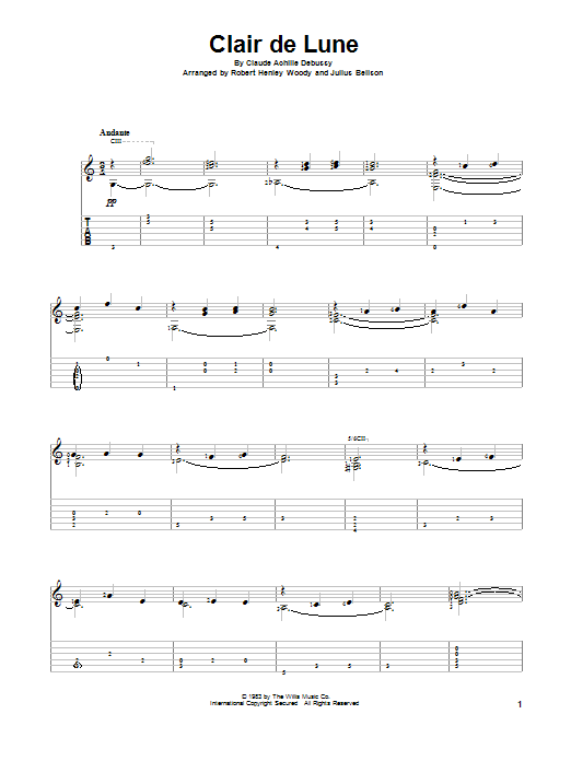 Robert Henley Woody Clair De Lune Sheet Music Notes & Chords for Guitar Tab - Download or Print PDF