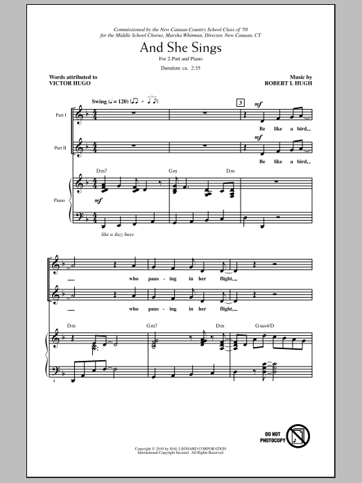 Robert Hugh And She Sings Sheet Music Notes & Chords for 2-Part Choir - Download or Print PDF