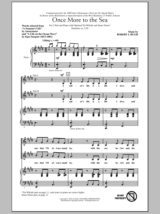 Robert Hugh Once More To The Sea Sheet Music Notes & Chords for 2-Part Choir - Download or Print PDF