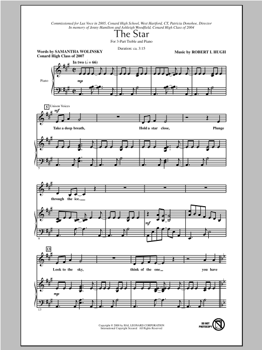 Robert I. Hugh The Star Sheet Music Notes & Chords for 3-Part Treble - Download or Print PDF