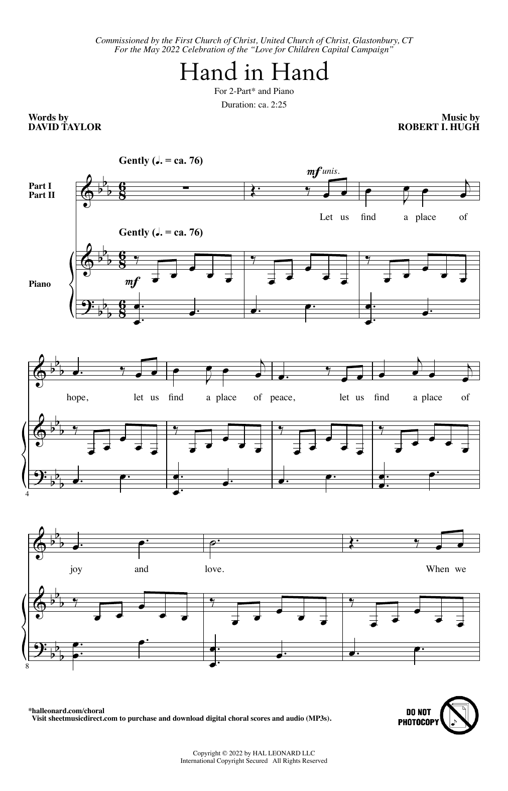 Robert I. Hugh Hand In Hand Sheet Music Notes & Chords for 2-Part Choir - Download or Print PDF