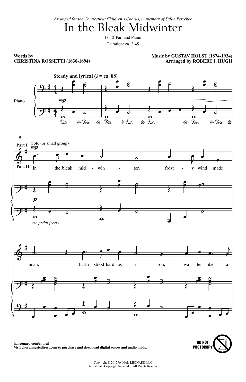 Robert I. Hugh In The Bleak Midwinter Sheet Music Notes & Chords for 2-Part Choir - Download or Print PDF
