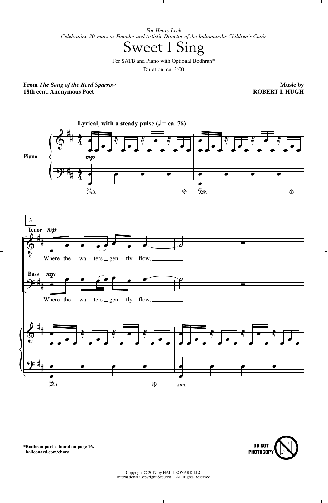 Robert I. Hugh Sweet I Sing Sheet Music Notes & Chords for SATB - Download or Print PDF