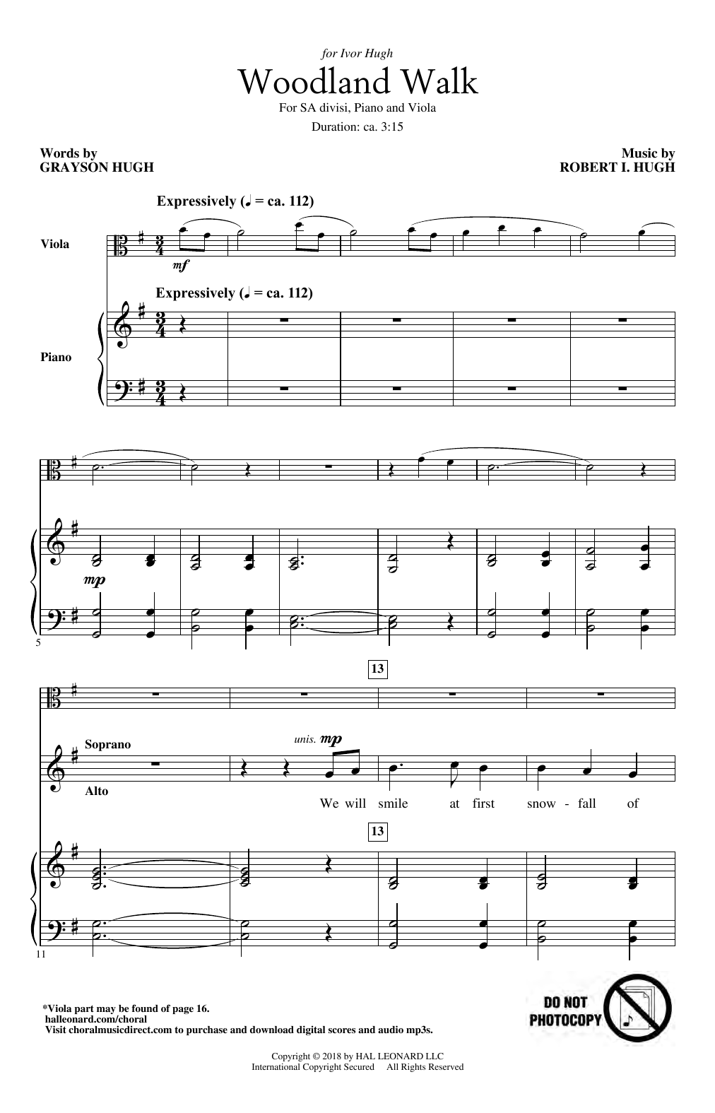 Robert I. Hugh Woodland Walk Sheet Music Notes & Chords for 2-Part Choir - Download or Print PDF