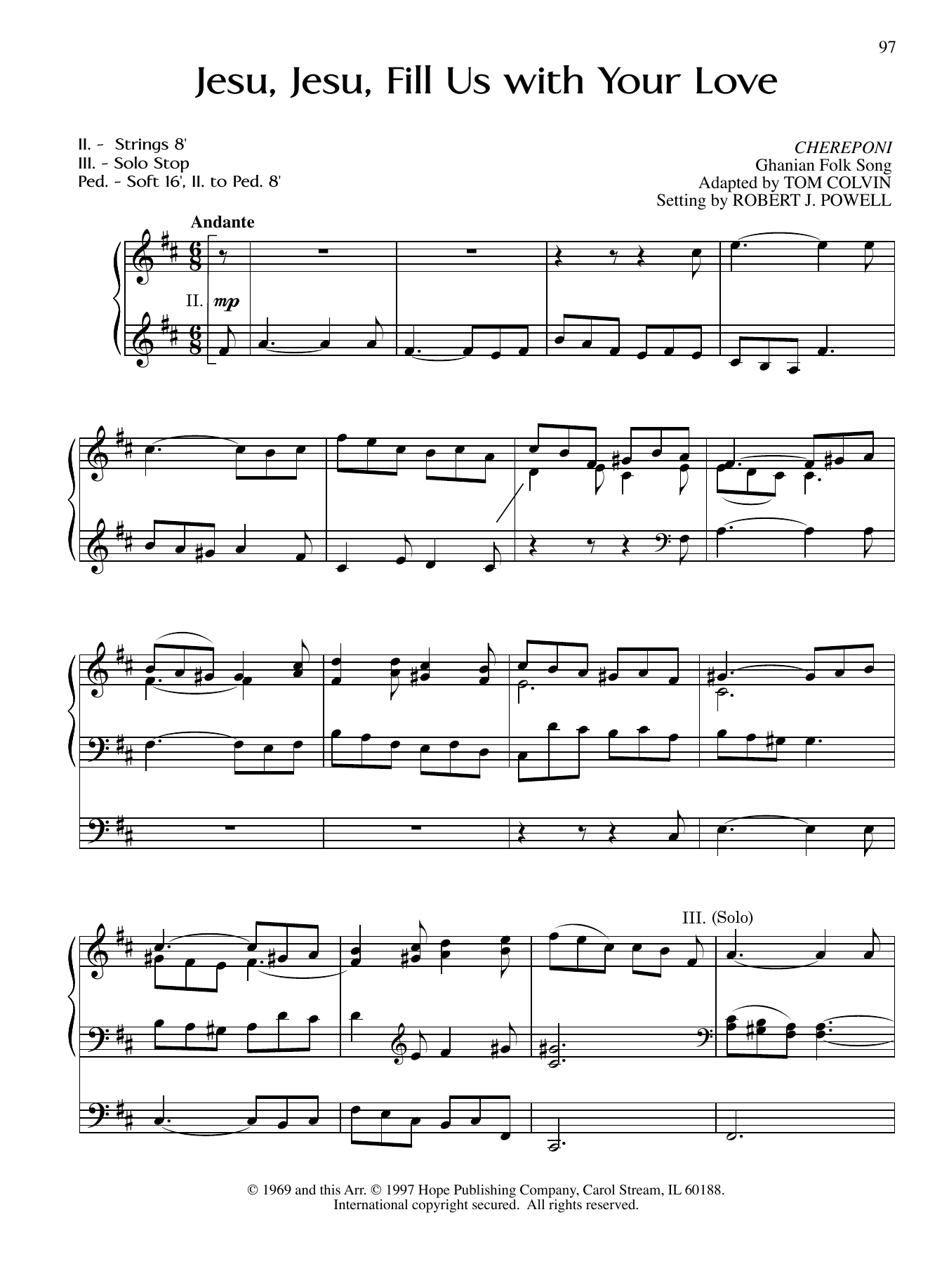 Robert J. Powell Jesu, Jesu, Fill Us with Your Love Sheet Music Notes & Chords for Organ - Download or Print PDF