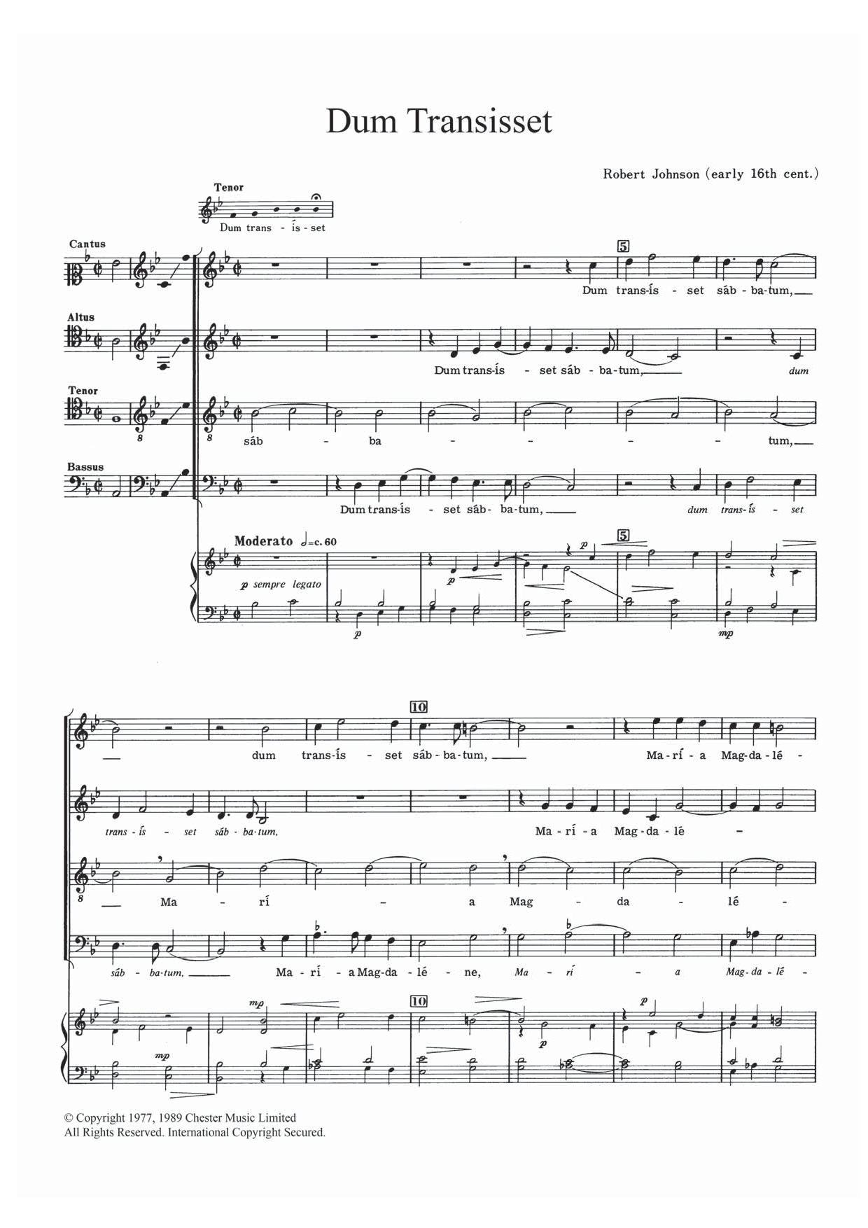 Robert Johnson Dum Transisset Sheet Music Notes & Chords for SATB - Download or Print PDF