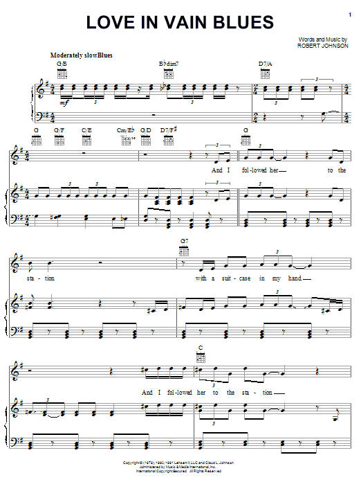 Robert Johnson Love In Vain Blues Sheet Music Notes & Chords for Guitar Tab Play-Along - Download or Print PDF