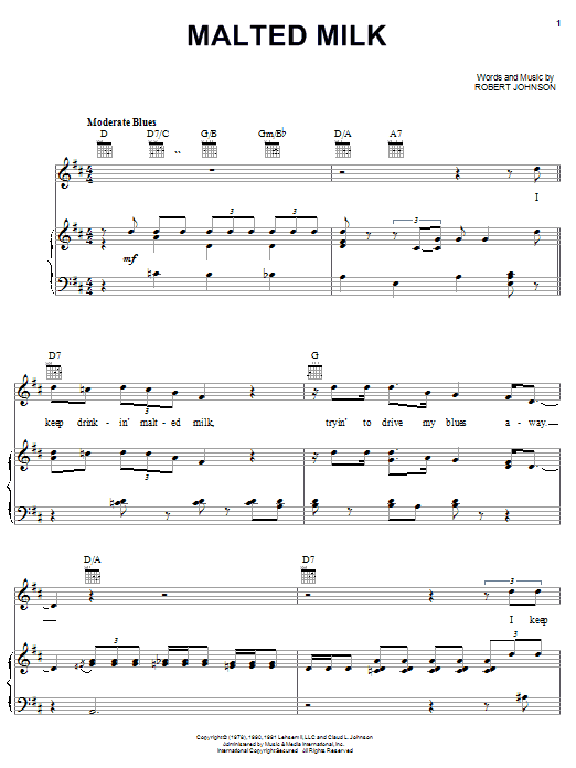 Robert Johnson Malted Milk Sheet Music Notes & Chords for Guitar Tab - Download or Print PDF