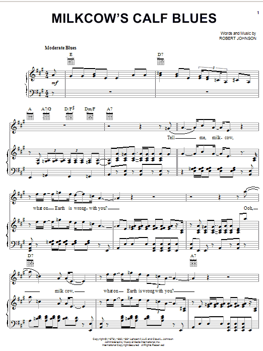 Robert Johnson Milkcow's Calf Blues Sheet Music Notes & Chords for Guitar Tab - Download or Print PDF