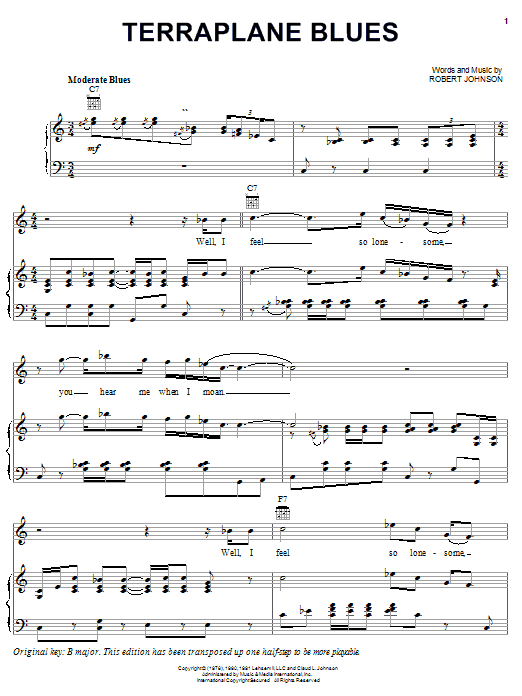Robert Johnson Terraplane Blues Sheet Music Notes & Chords for Guitar Chords/Lyrics - Download or Print PDF