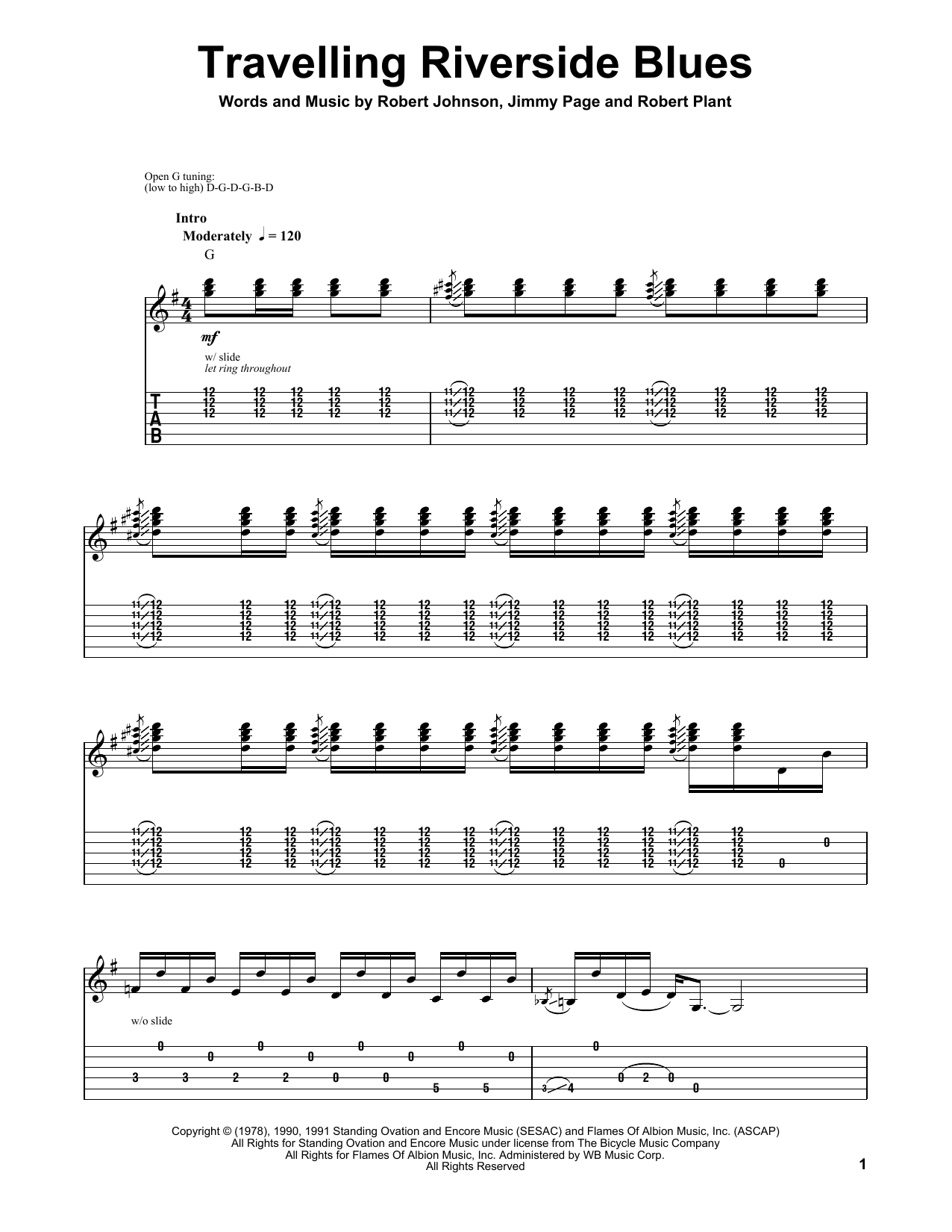 Robert Johnson Travelling Riverside Blues Sheet Music Notes & Chords for Guitar Tab Play-Along - Download or Print PDF