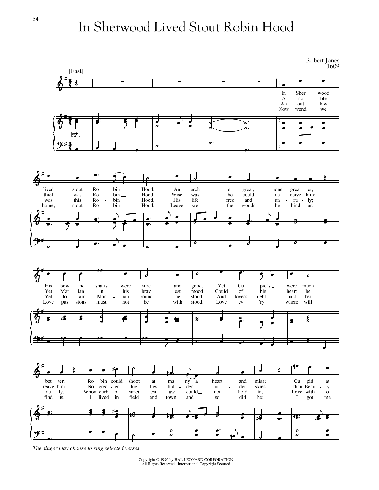 Robert Jones In Sherwood Lived Stout Robin Hood Sheet Music Notes & Chords for Piano & Vocal - Download or Print PDF