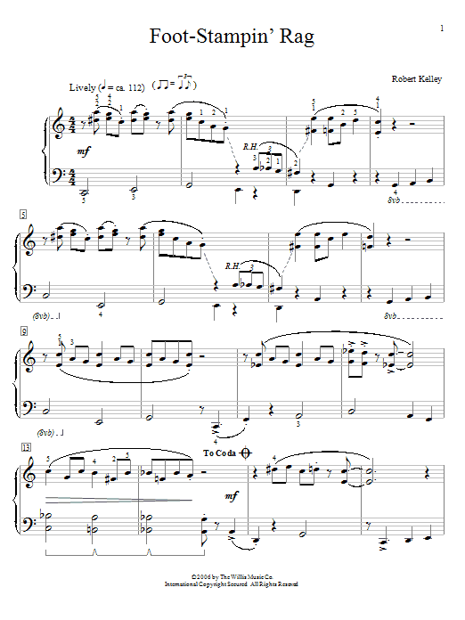 Robert Kelley Foot-Stampin' Rag Sheet Music Notes & Chords for Educational Piano - Download or Print PDF