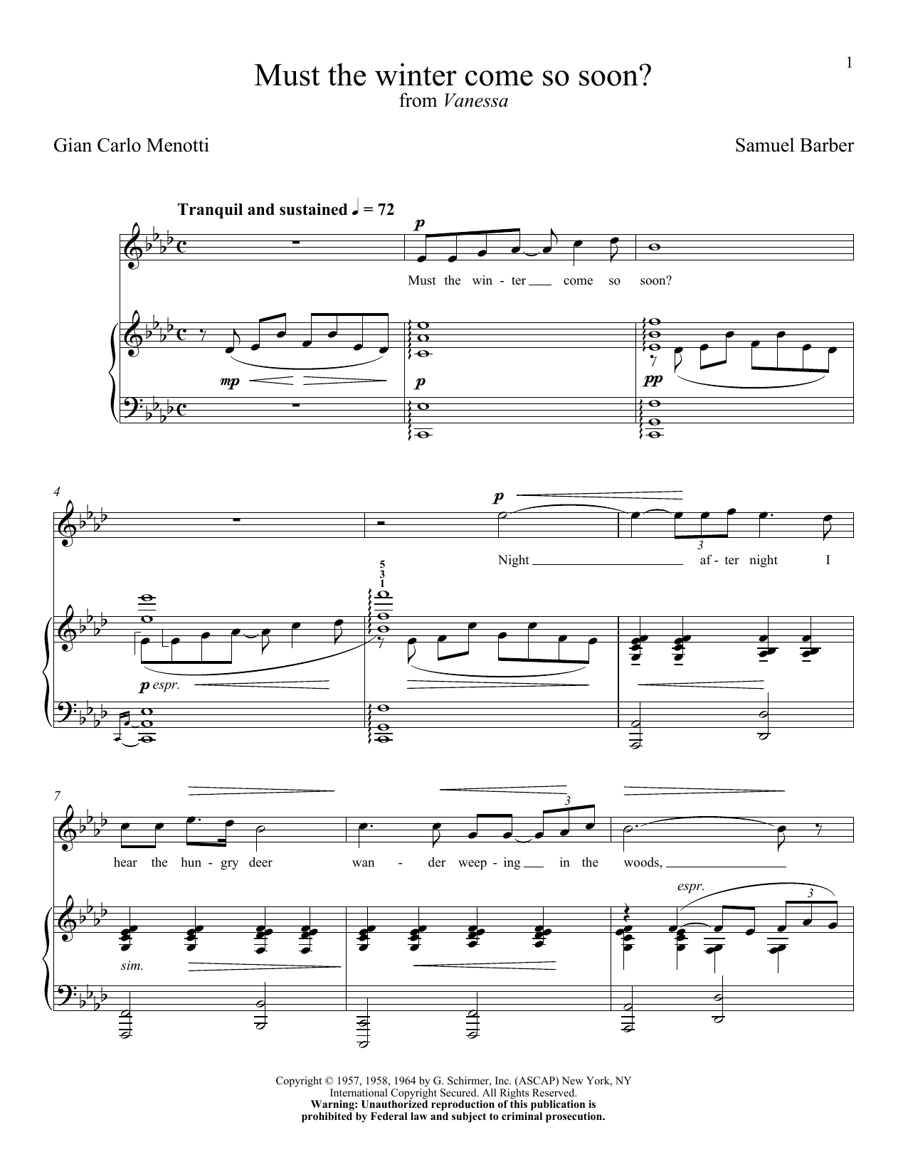 Robert L. Larsen Must The Winter Come So Soon? Sheet Music Notes & Chords for Piano & Vocal - Download or Print PDF