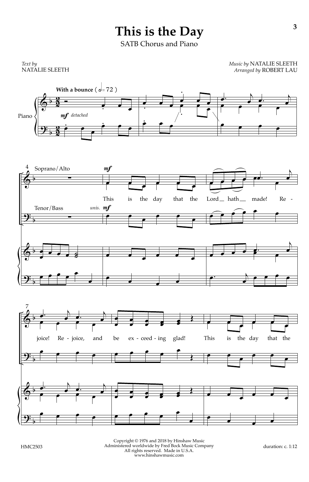 Robert Lau This Is the Day Sheet Music Notes & Chords for Choral - Download or Print PDF
