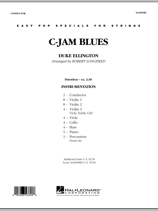 Robert Longfield C-Jam Blues - Full Score Sheet Music Notes & Chords for Orchestra - Download or Print PDF