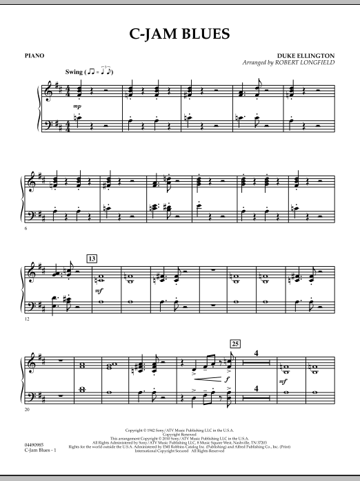 Robert Longfield C-Jam Blues - Piano Sheet Music Notes & Chords for Orchestra - Download or Print PDF