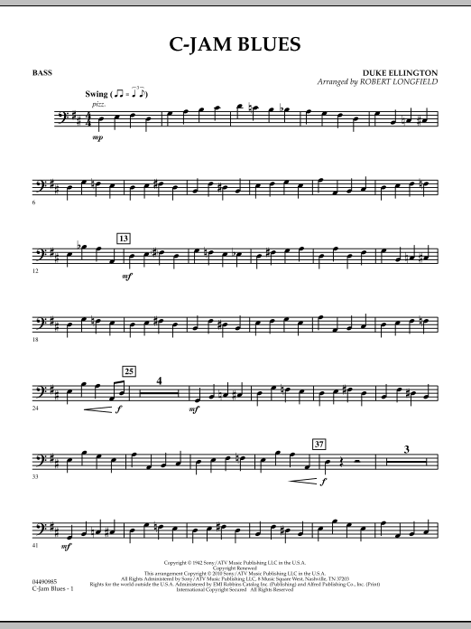 Robert Longfield C-Jam Blues - String Bass Sheet Music Notes & Chords for Orchestra - Download or Print PDF