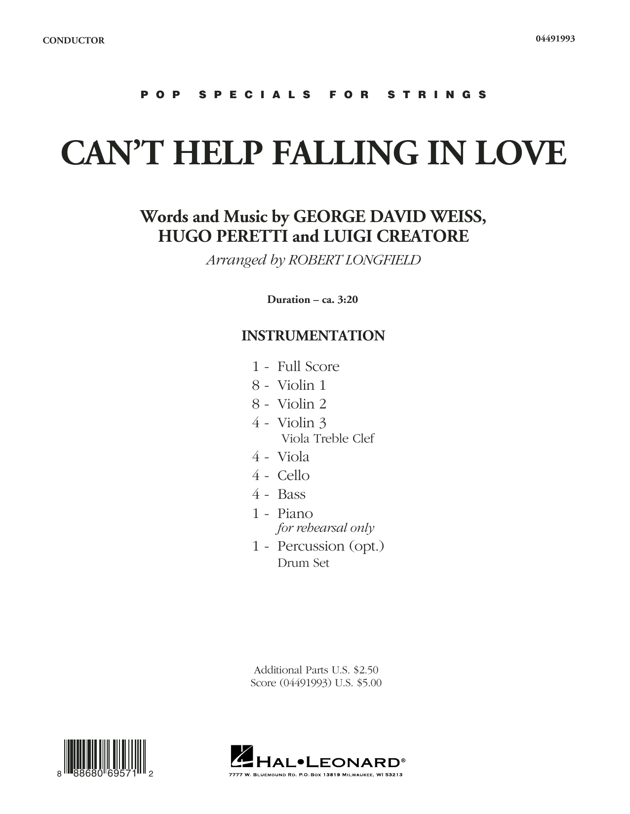Robert Longfield Can't Help Falling in Love - Conductor Score (Full Score) Sheet Music Notes & Chords for Orchestra - Download or Print PDF