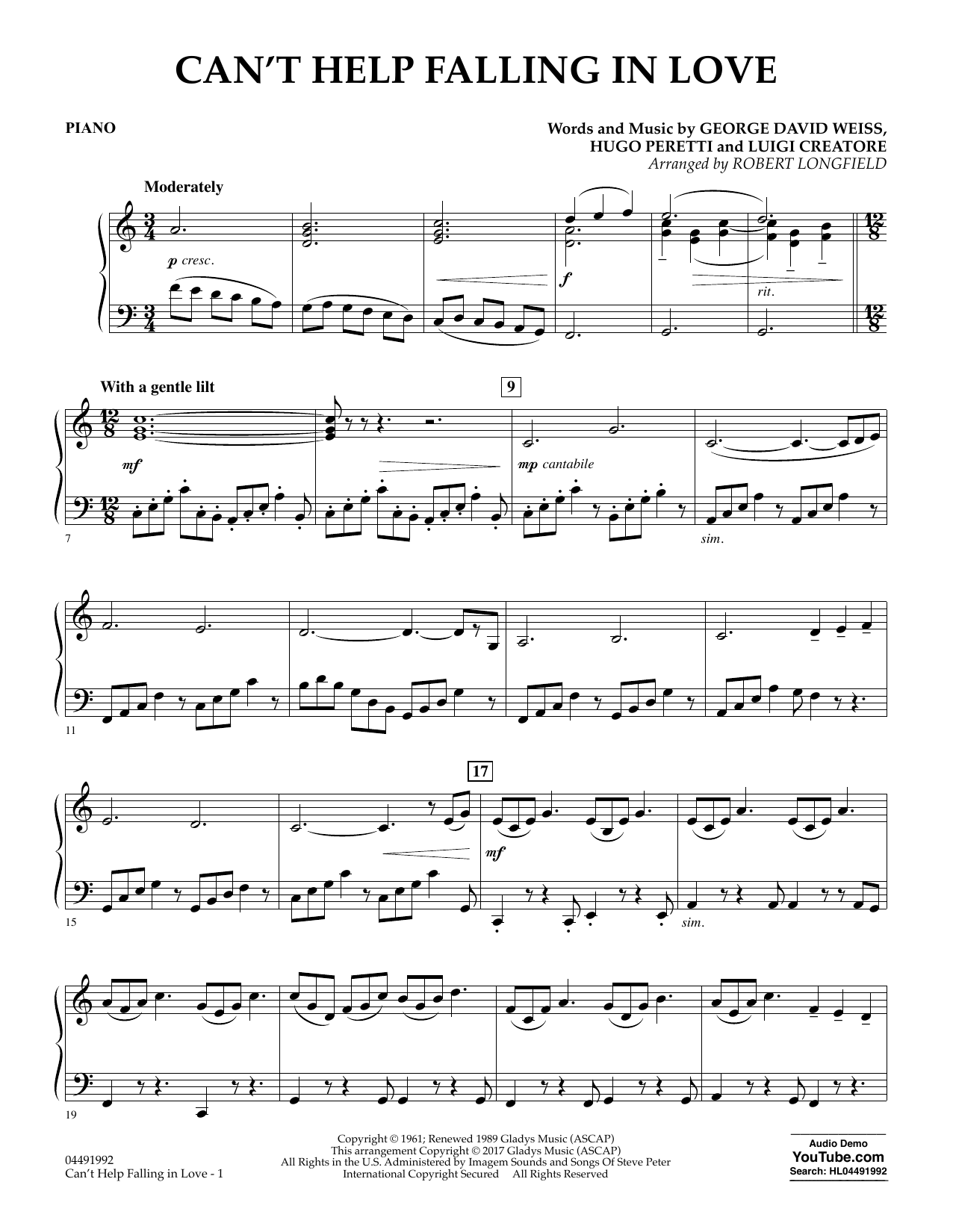 Robert Longfield Can't Help Falling in Love - Piano Sheet Music Notes & Chords for Orchestra - Download or Print PDF