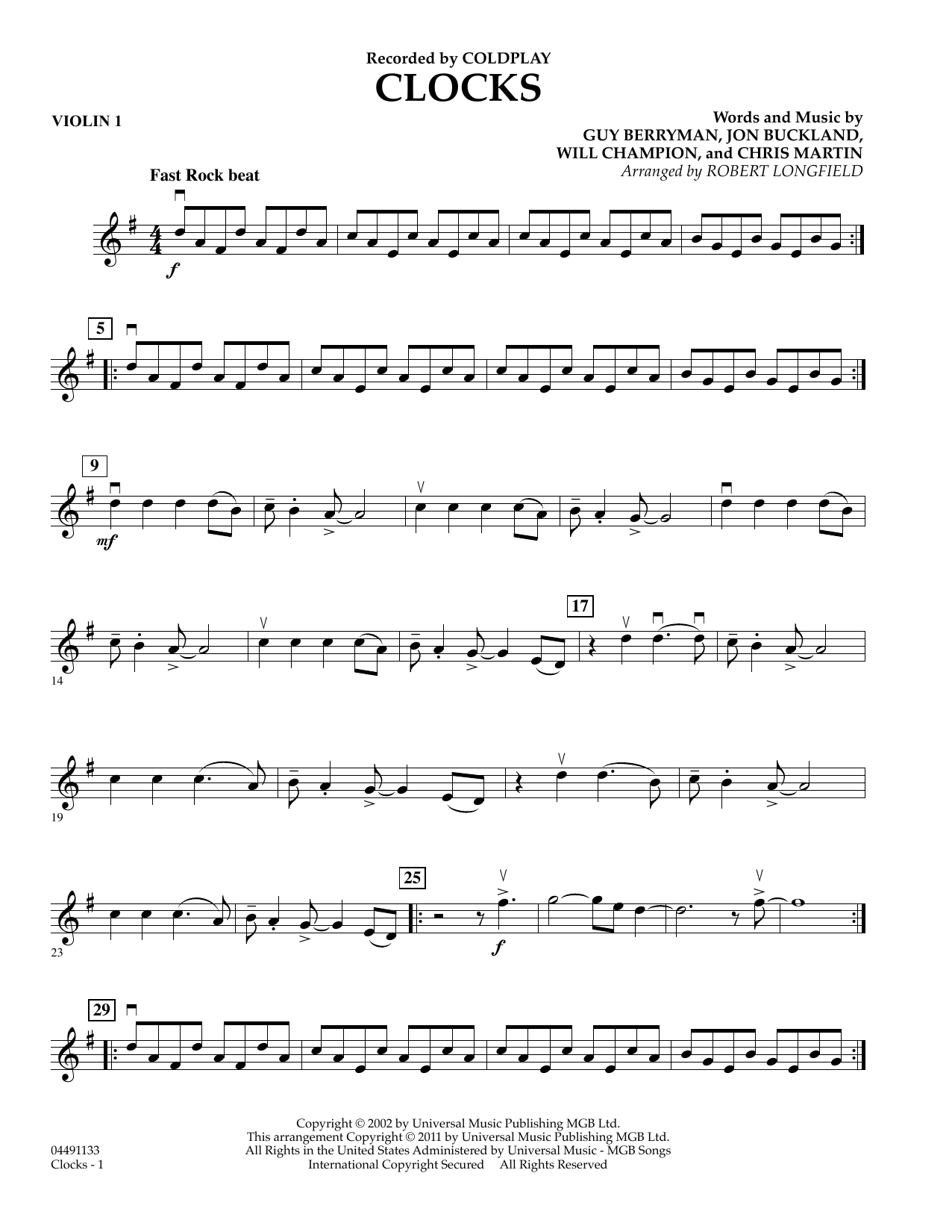 Robert Longfield Clocks - Violin 1 Sheet Music Notes & Chords for String Quartet - Download or Print PDF