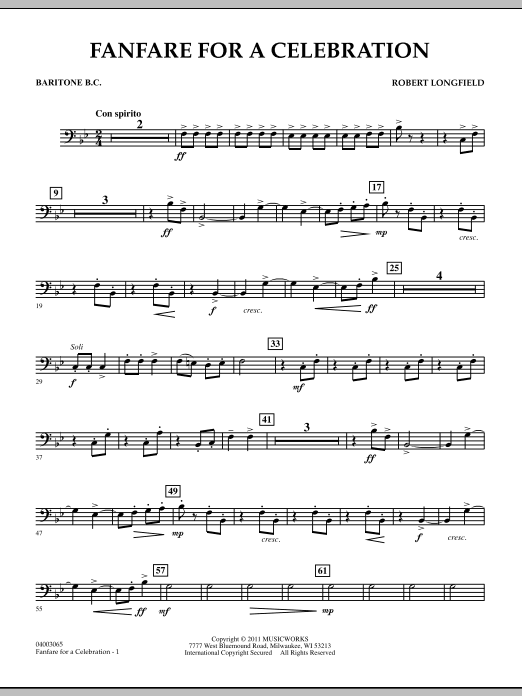 Robert Longfield Fanfare For A Celebration - Baritone B.C. Sheet Music Notes & Chords for Concert Band - Download or Print PDF