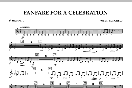 Robert Longfield Fanfare For A Celebration - Bb Trumpet 2 Sheet Music Notes & Chords for Concert Band - Download or Print PDF