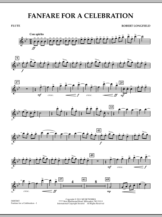 Robert Longfield Fanfare For A Celebration - Flute Sheet Music Notes & Chords for Concert Band - Download or Print PDF