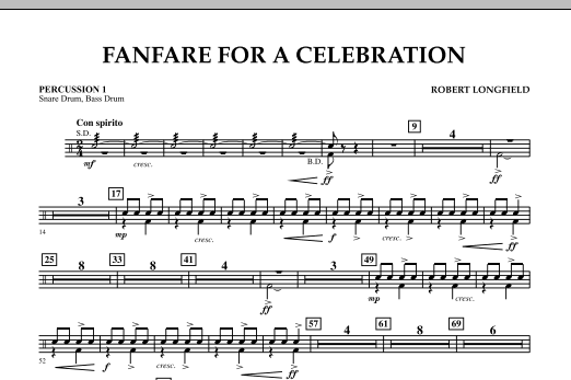 Robert Longfield Fanfare For A Celebration - Percussion 1 Sheet Music Notes & Chords for Concert Band - Download or Print PDF