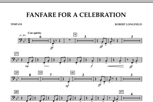 Robert Longfield Fanfare For A Celebration - Timpani Sheet Music Notes & Chords for Concert Band - Download or Print PDF