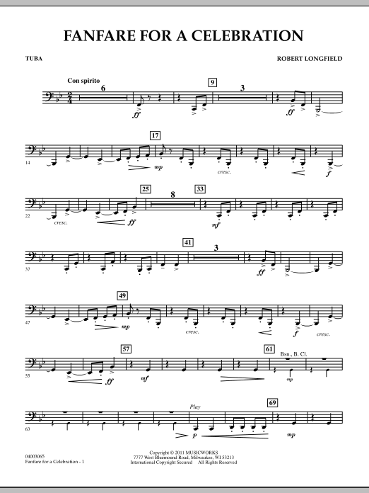 Robert Longfield Fanfare For A Celebration - Tuba Sheet Music Notes & Chords for Concert Band - Download or Print PDF