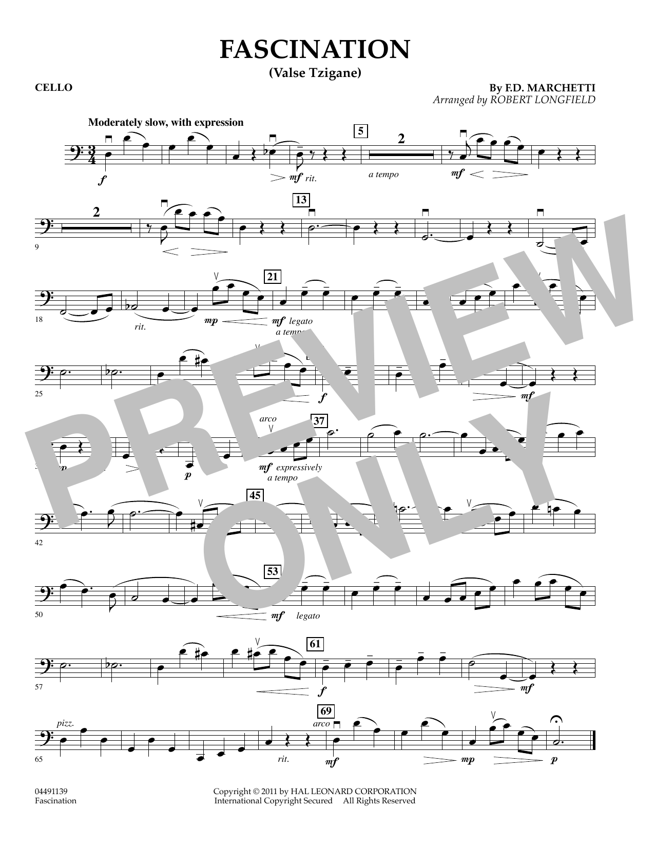 Robert Longfield Fascination (Valse Tzigane) - Cello Sheet Music Notes & Chords for String Quartet - Download or Print PDF