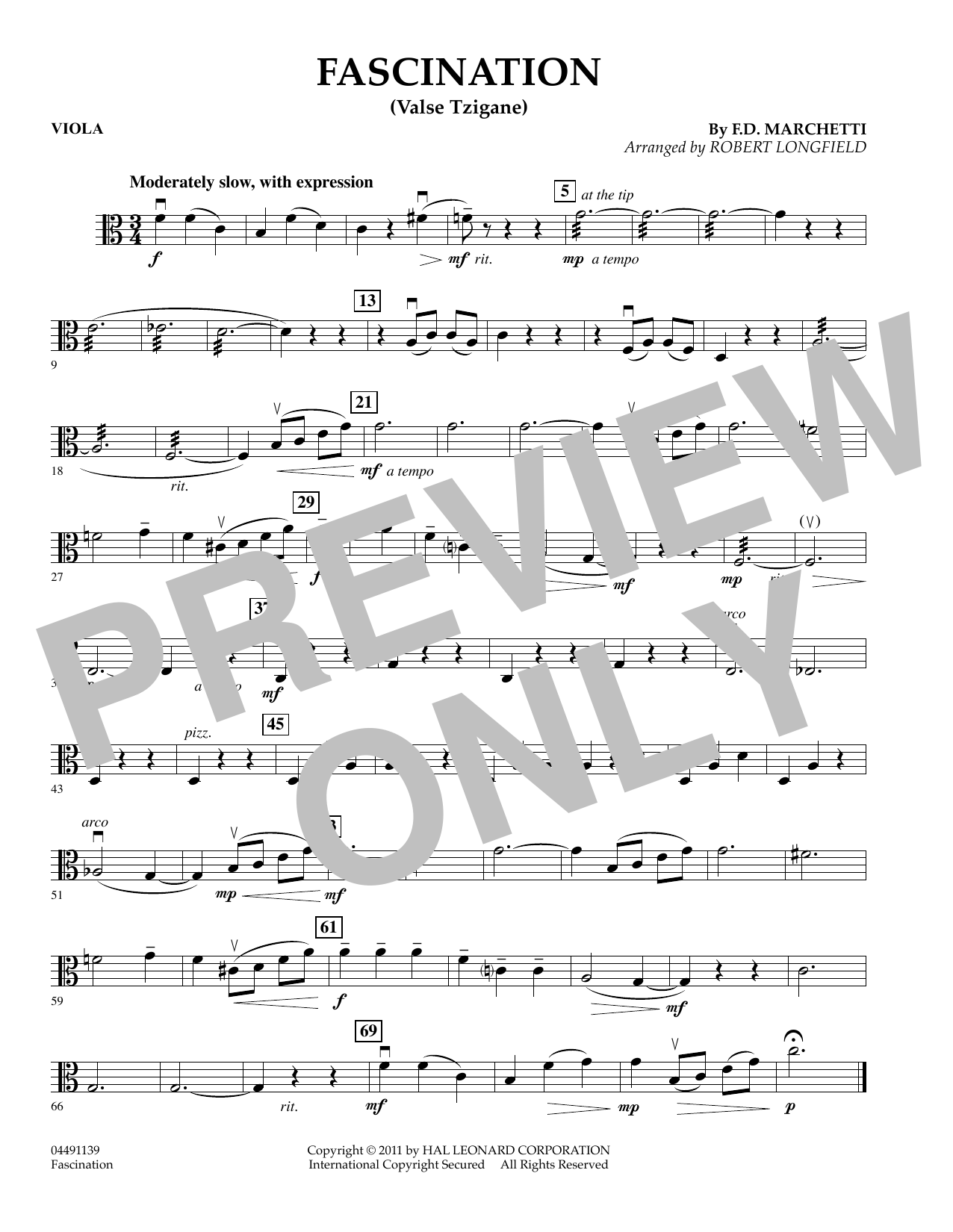 Robert Longfield Fascination (Valse Tzigane) - Viola Sheet Music Notes & Chords for String Quartet - Download or Print PDF
