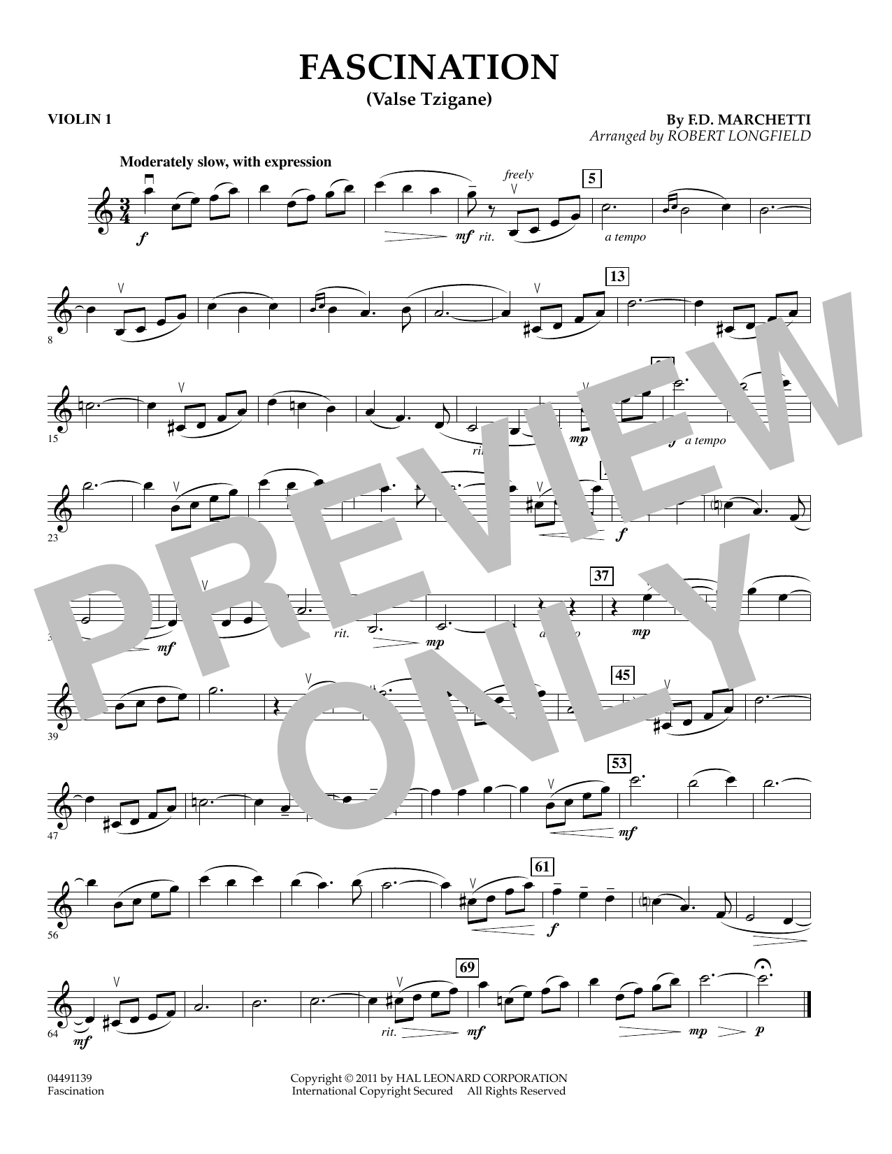 Robert Longfield Fascination (Valse Tzigane) - Violin 1 Sheet Music Notes & Chords for String Quartet - Download or Print PDF