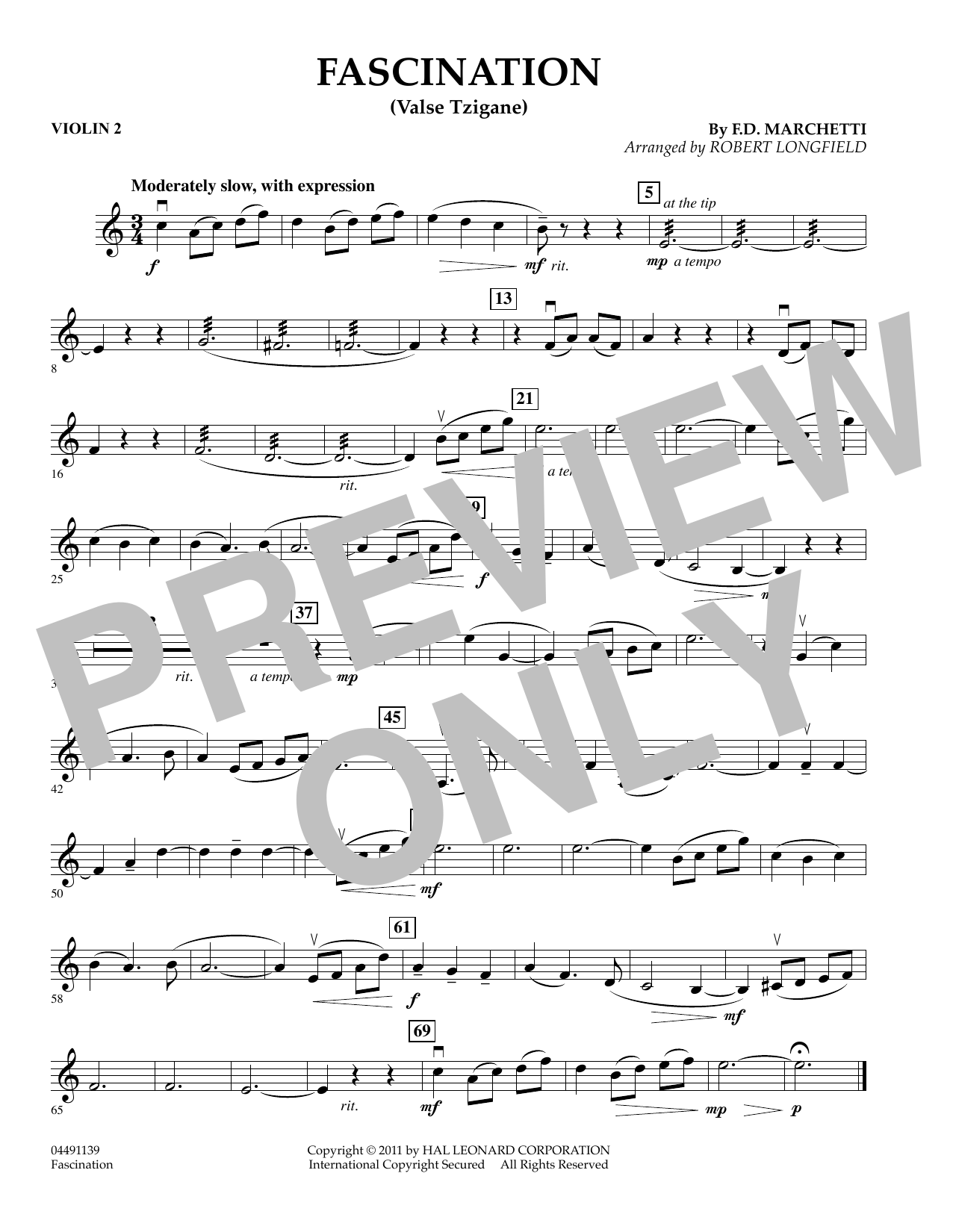 Robert Longfield Fascination (Valse Tzigane) - Violin 2 Sheet Music Notes & Chords for String Quartet - Download or Print PDF