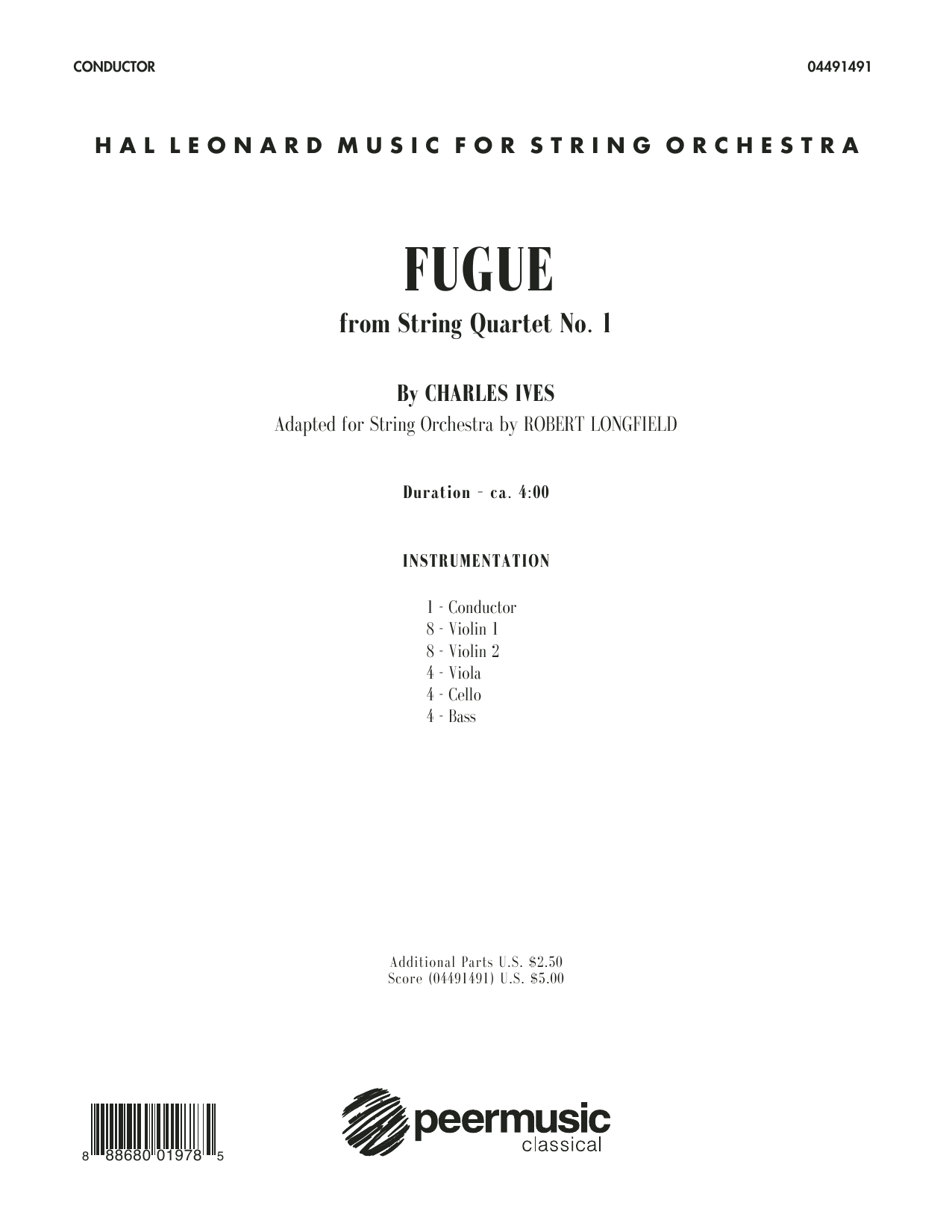 Robert Longfield Fugue from String Quartet No. 1 - Conductor Score (Full Score) Sheet Music Notes & Chords for Orchestra - Download or Print PDF