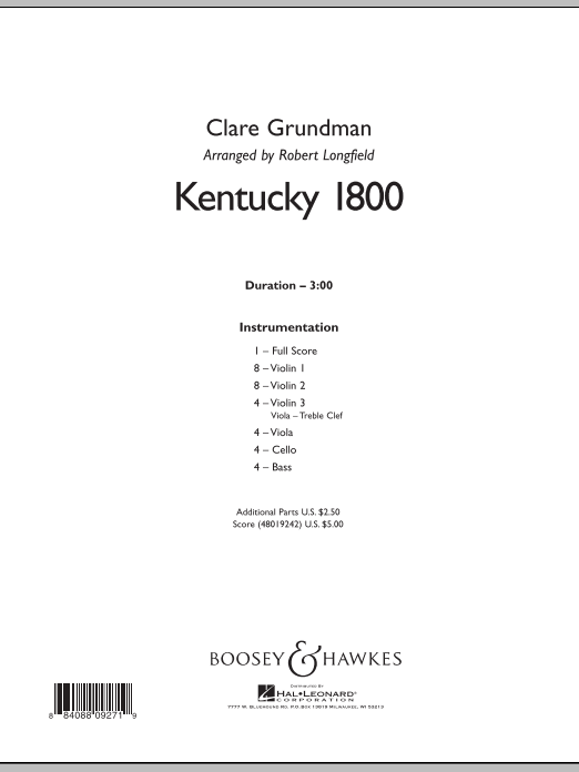 Robert Longfield Kentucky 1800 - Conductor Score (Full Score) Sheet Music Notes & Chords for Orchestra - Download or Print PDF