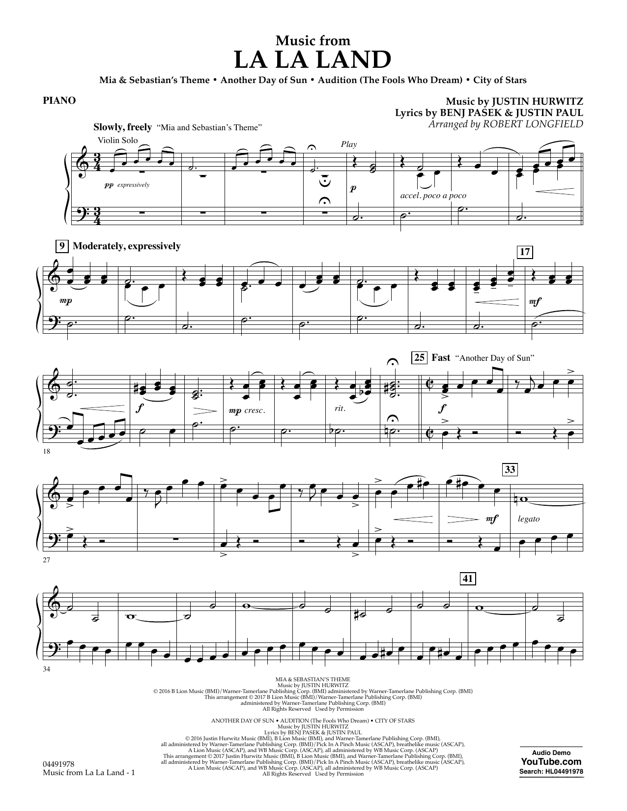 Robert Longfield Music from La La Land - Piano Sheet Music Notes & Chords for Orchestra - Download or Print PDF