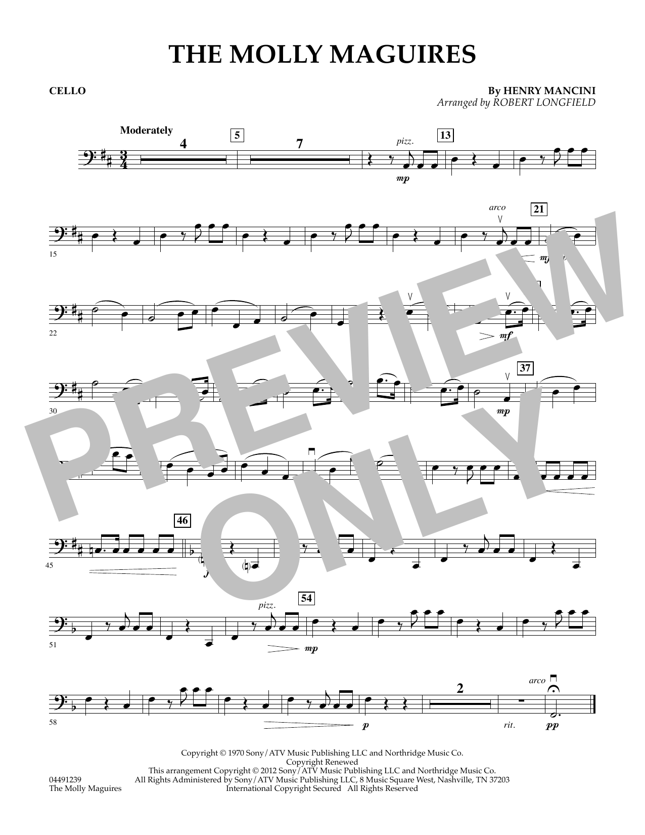 Robert Longfield The Molly Maguires - Cello Sheet Music Notes & Chords for String Quartet - Download or Print PDF
