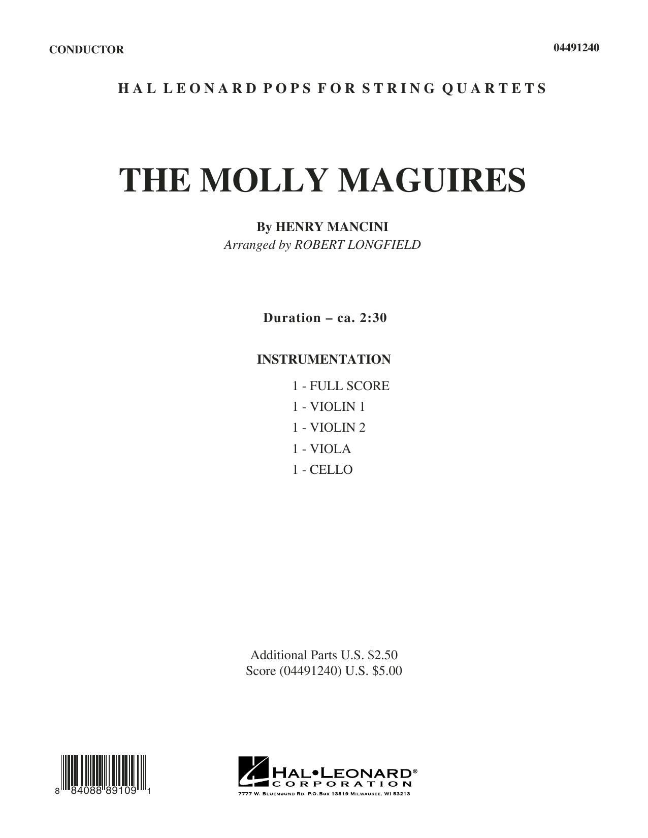 Robert Longfield The Molly Maguires - Conductor Score (Full Score) Sheet Music Notes & Chords for String Quartet - Download or Print PDF