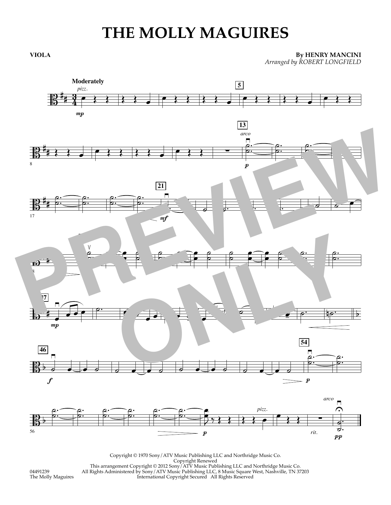 Robert Longfield The Molly Maguires - Viola Sheet Music Notes & Chords for String Quartet - Download or Print PDF