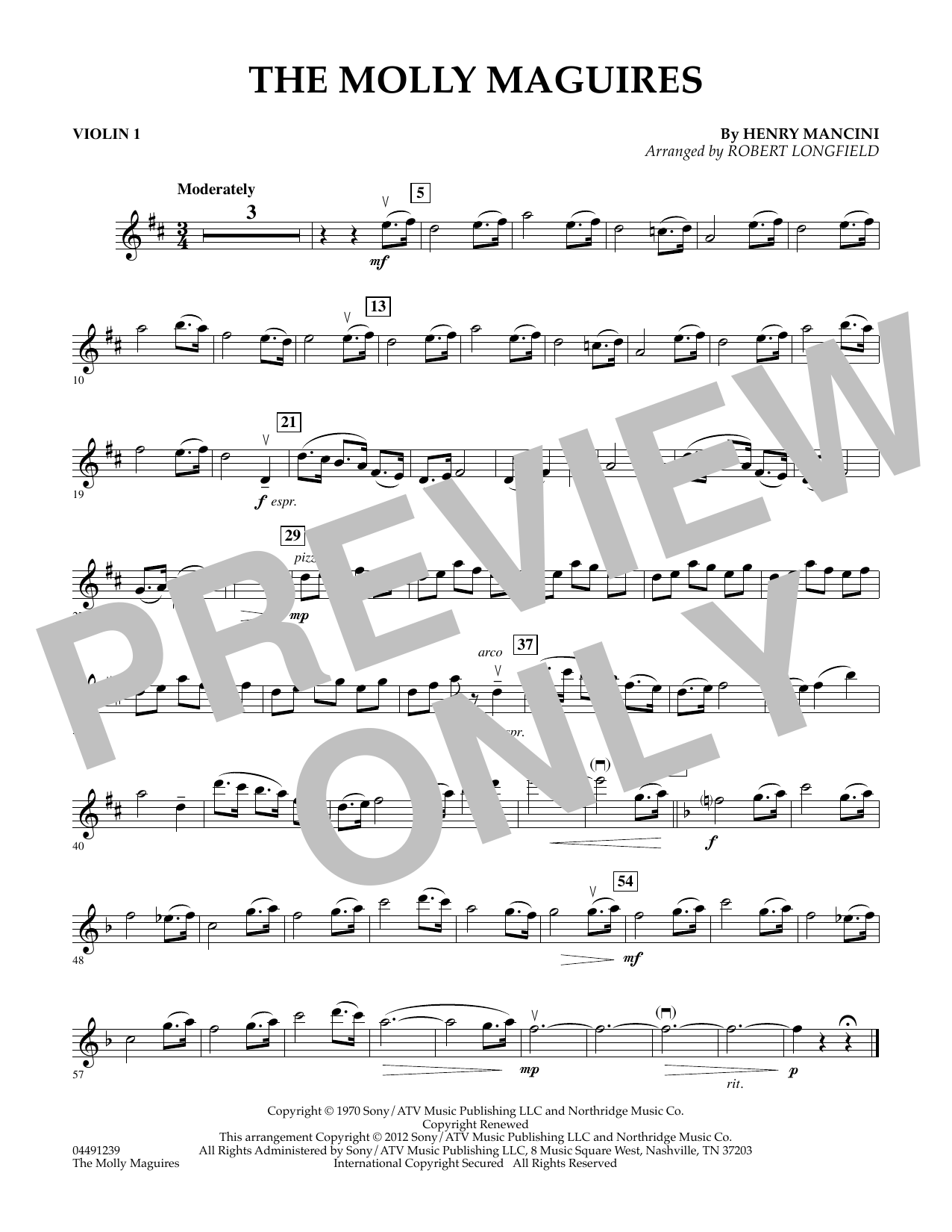 Robert Longfield The Molly Maguires - Violin 1 Sheet Music Notes & Chords for String Quartet - Download or Print PDF