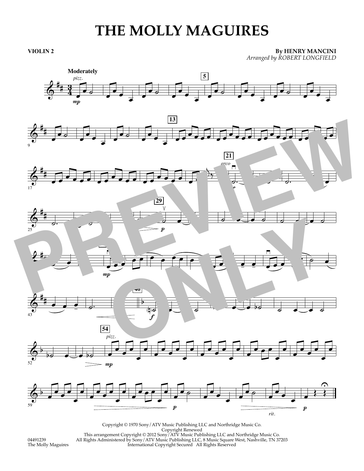 Robert Longfield The Molly Maguires - Violin 2 Sheet Music Notes & Chords for String Quartet - Download or Print PDF
