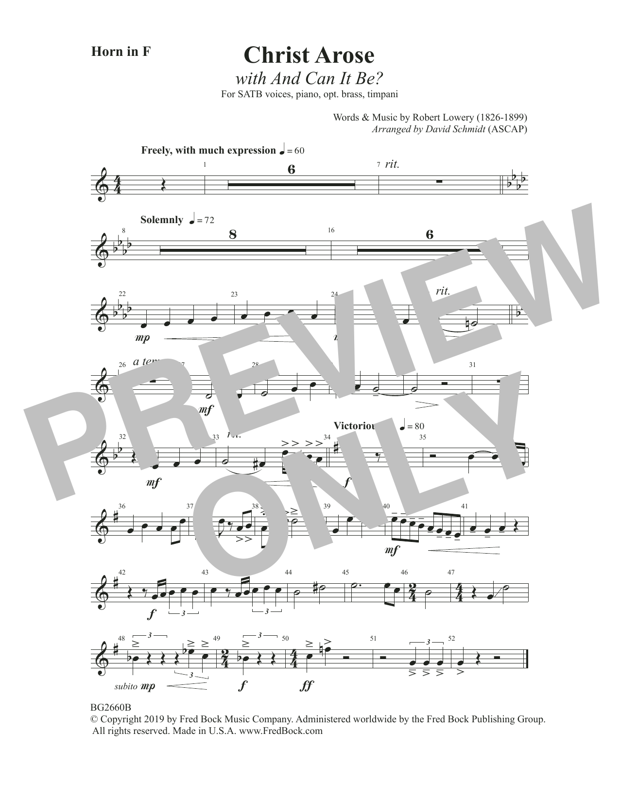 Robert Lowry Christ Arose (with And Can It Be?) (arr. David Schmidt) - F Horn Sheet Music Notes & Chords for Choir Instrumental Pak - Download or Print PDF