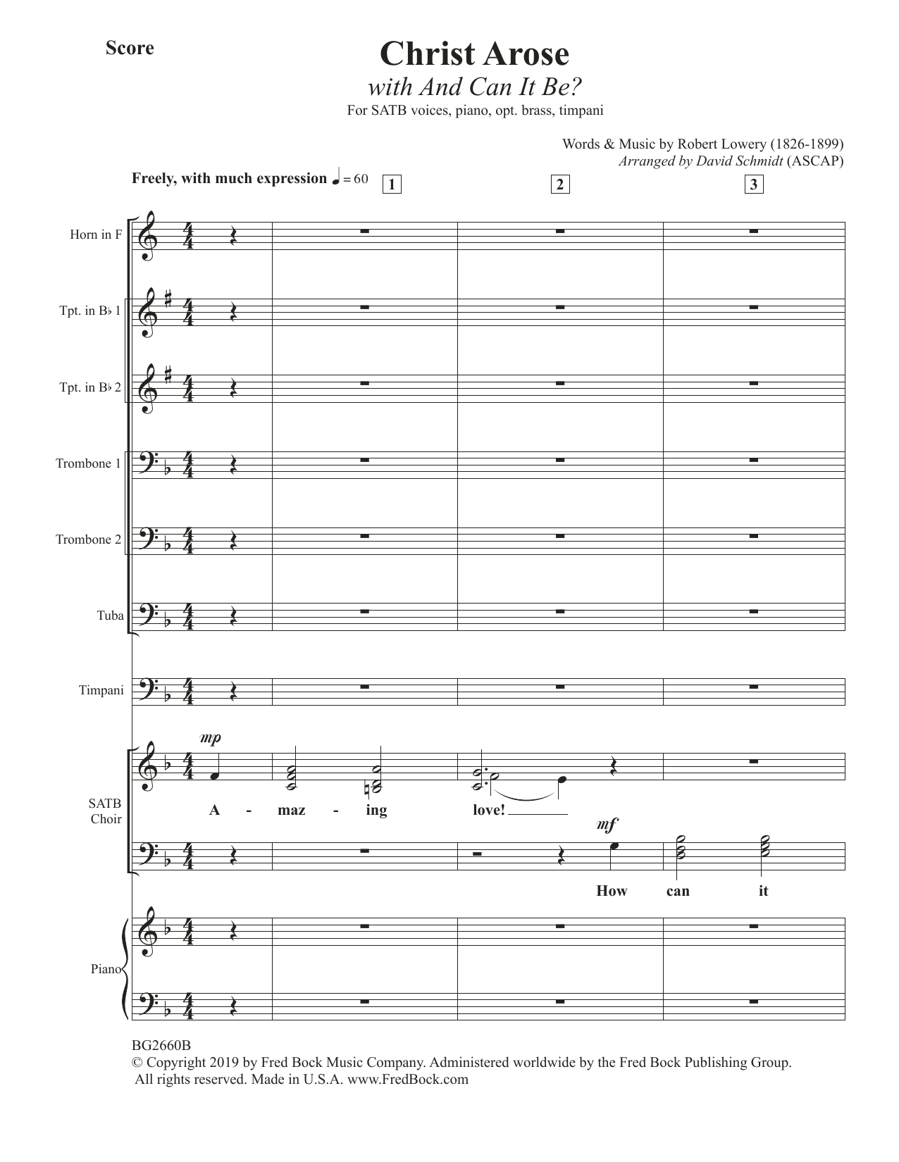 Robert Lowry Christ Arose (with And Can It Be?) (arr. David Schmidt) - Score Sheet Music Notes & Chords for Choir Instrumental Pak - Download or Print PDF